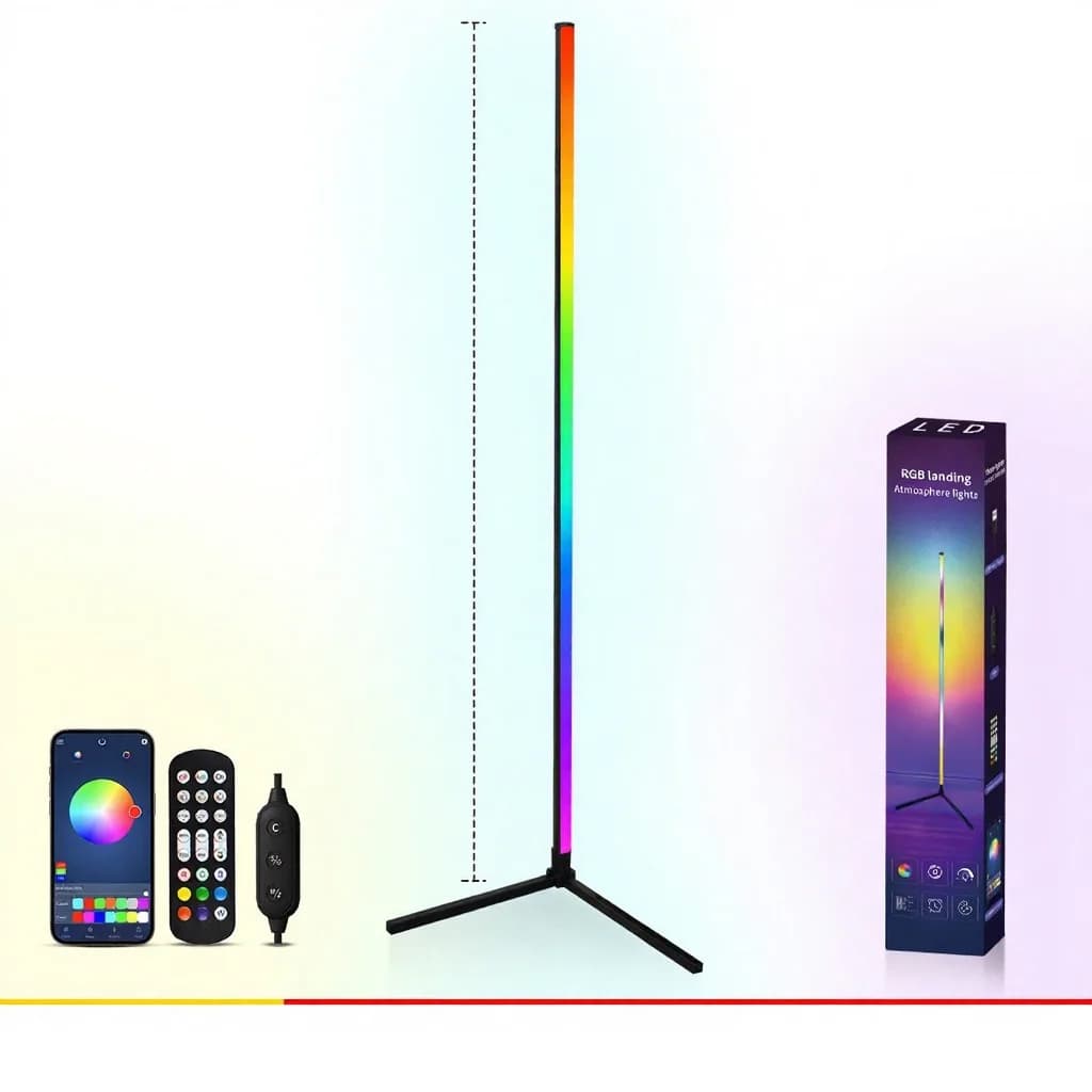 RGB stāvlampa ar mūzikas sinhronizāciju, tālvadību un lietotnes vadību