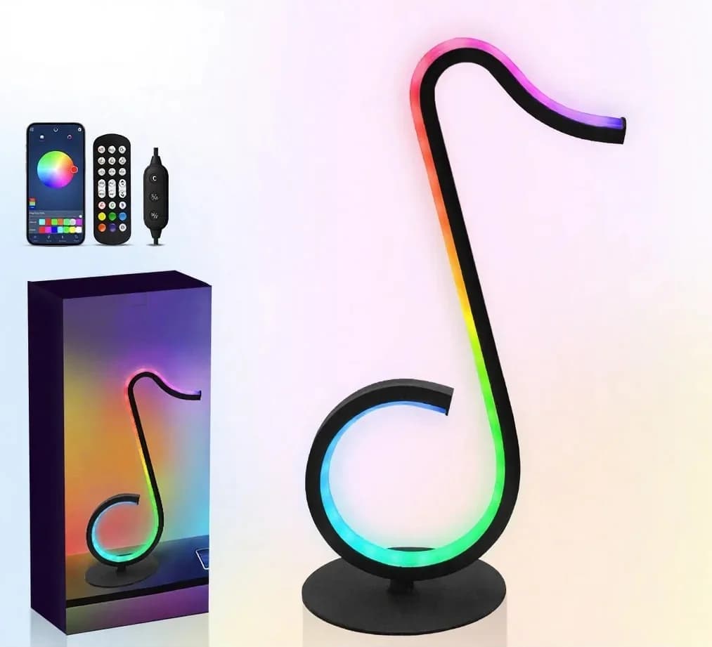 RGB atmosfēras lampa mūzikas nots formā ar tālvadību, USB
