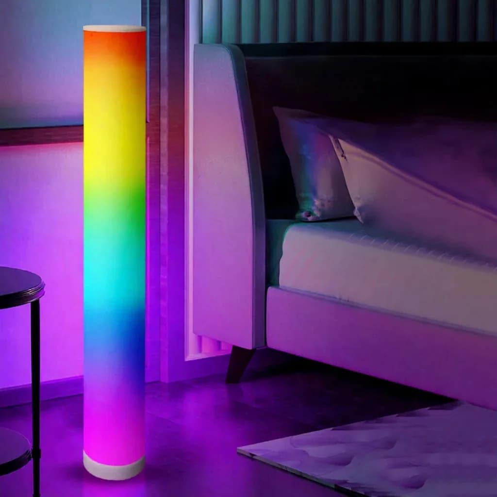 RGB cilindrs grīdas lampa ar mūzikas sinhronizāciju un tālvadības pulti