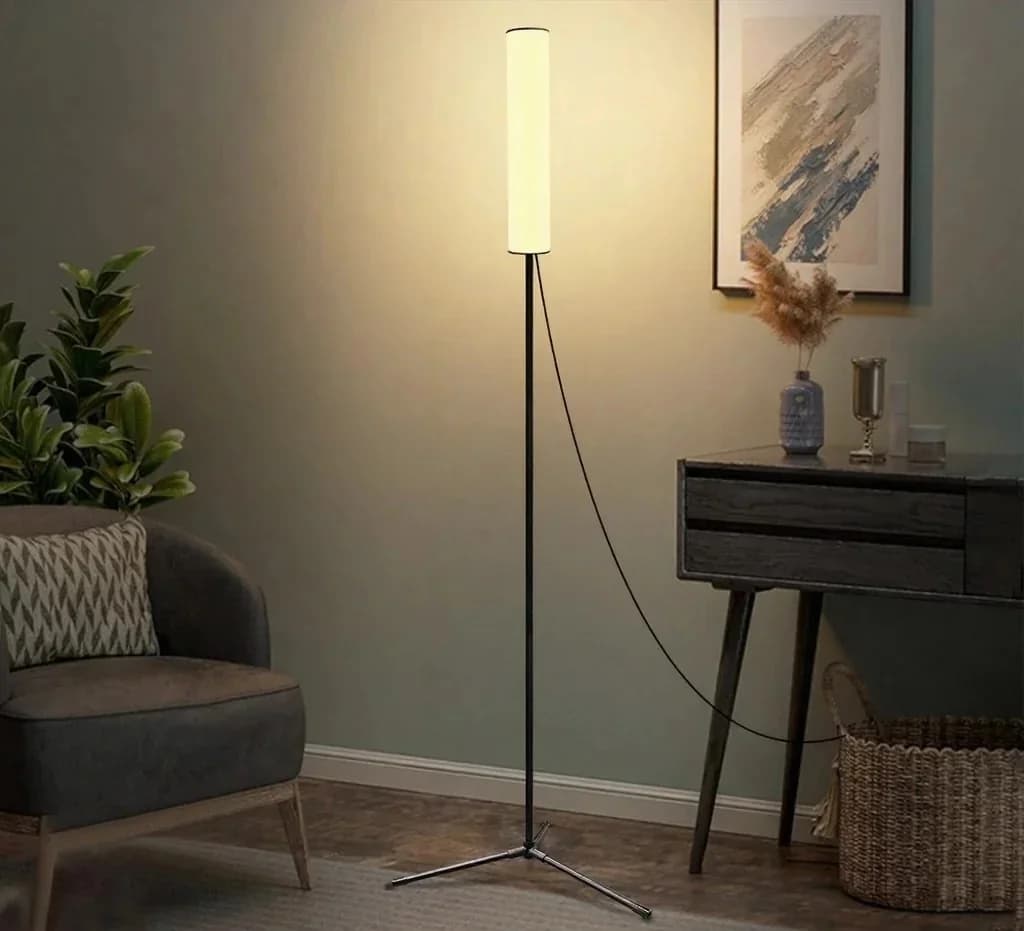 Regulējama augstuma LED grīdas lampa ar statīvu un trīs krāsu režīmiem