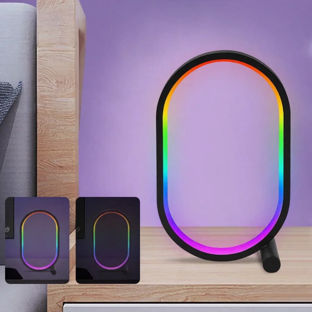 RGB galda lampa ar mūzikas sinhronizāciju, lietotnes vadību un skaņas reakciju