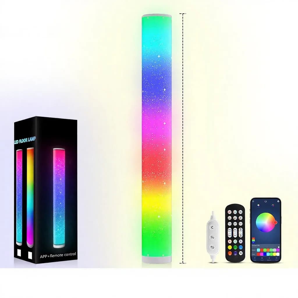 RGB LED grīdas lampa ar zvaigžņu rakstu, tālvadību un lietotni