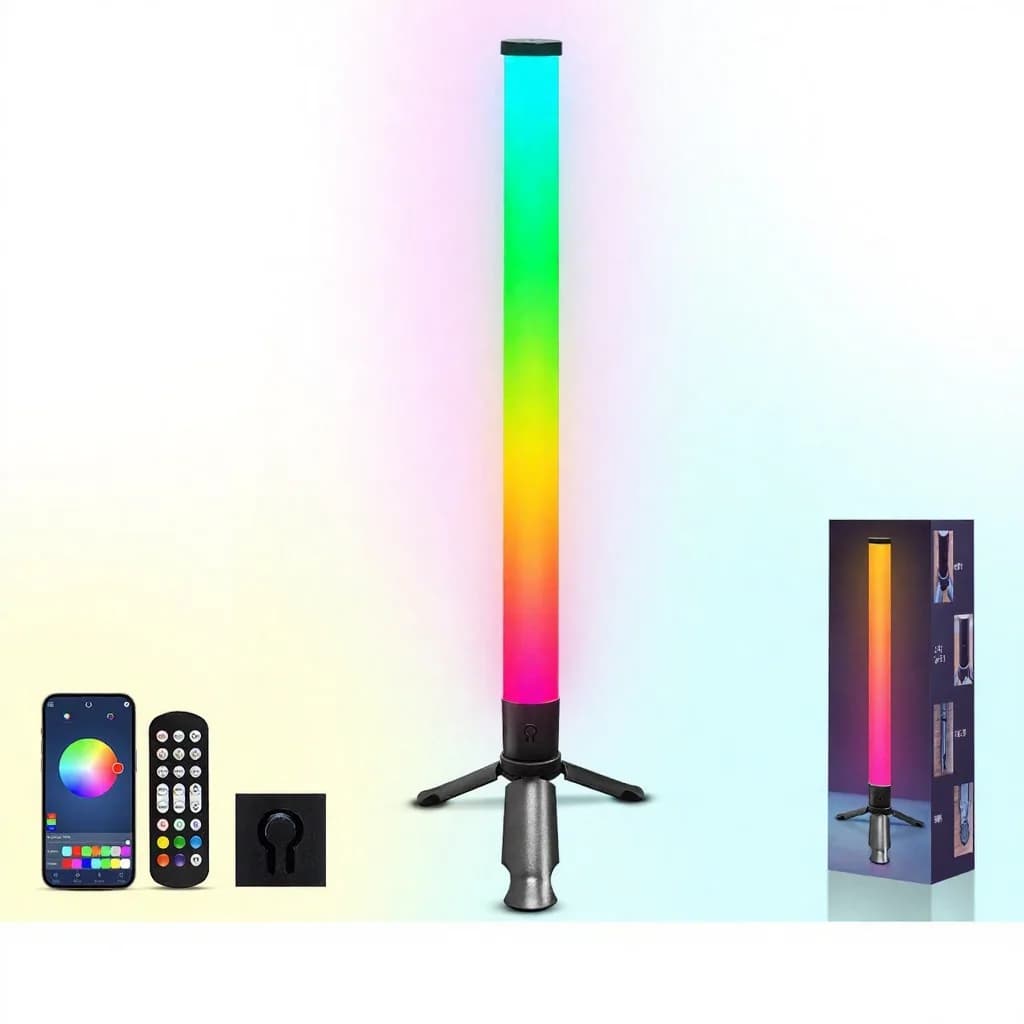 LED tripodveida atmosfēras lampa ar mūzikas sinhronizāciju un RGB efektiem