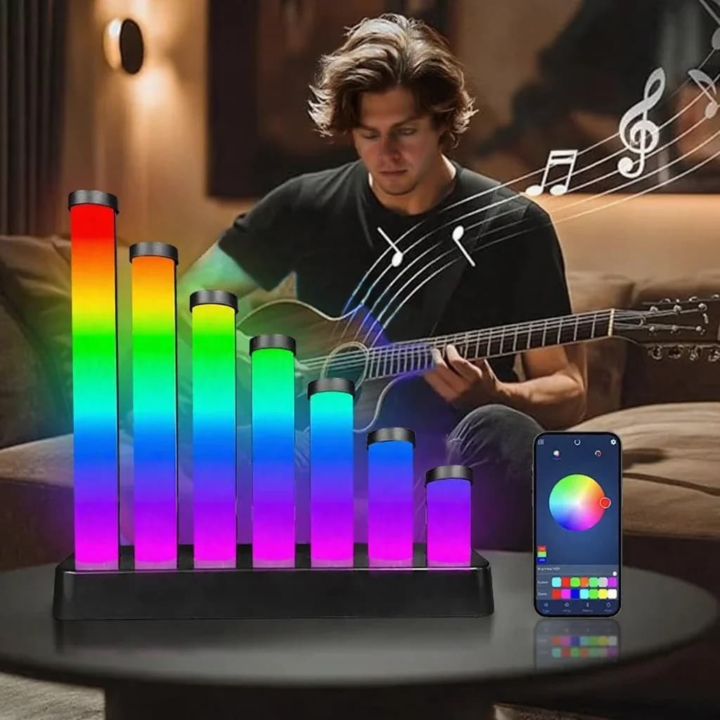 RGB LED galda lampa ar skaņas reakciju un lietotnes vadību