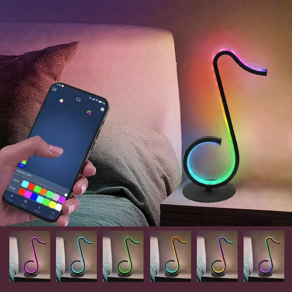 RGB atmosfēras lampa mūzikas nots formā ar tālvadību, USB
