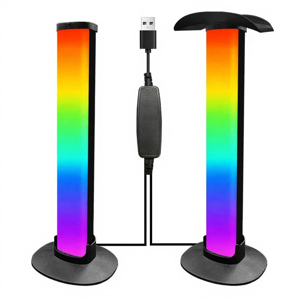 RGB spēļu atmosfēras lampa ar austiņu statīvu un skaņas sinhronizāciju