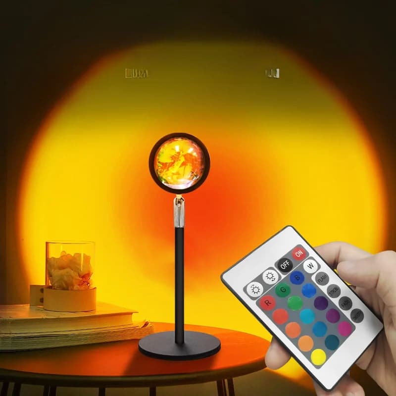 USB saulrieta projekcijas lampa RGB atmosfēras gaisma galda dekoram