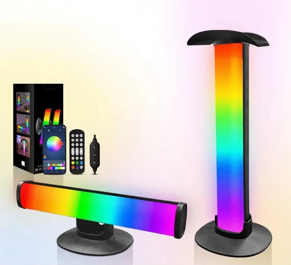 RGB spēļu atmosfēras lampa ar austiņu statīvu un skaņas sinhronizāciju