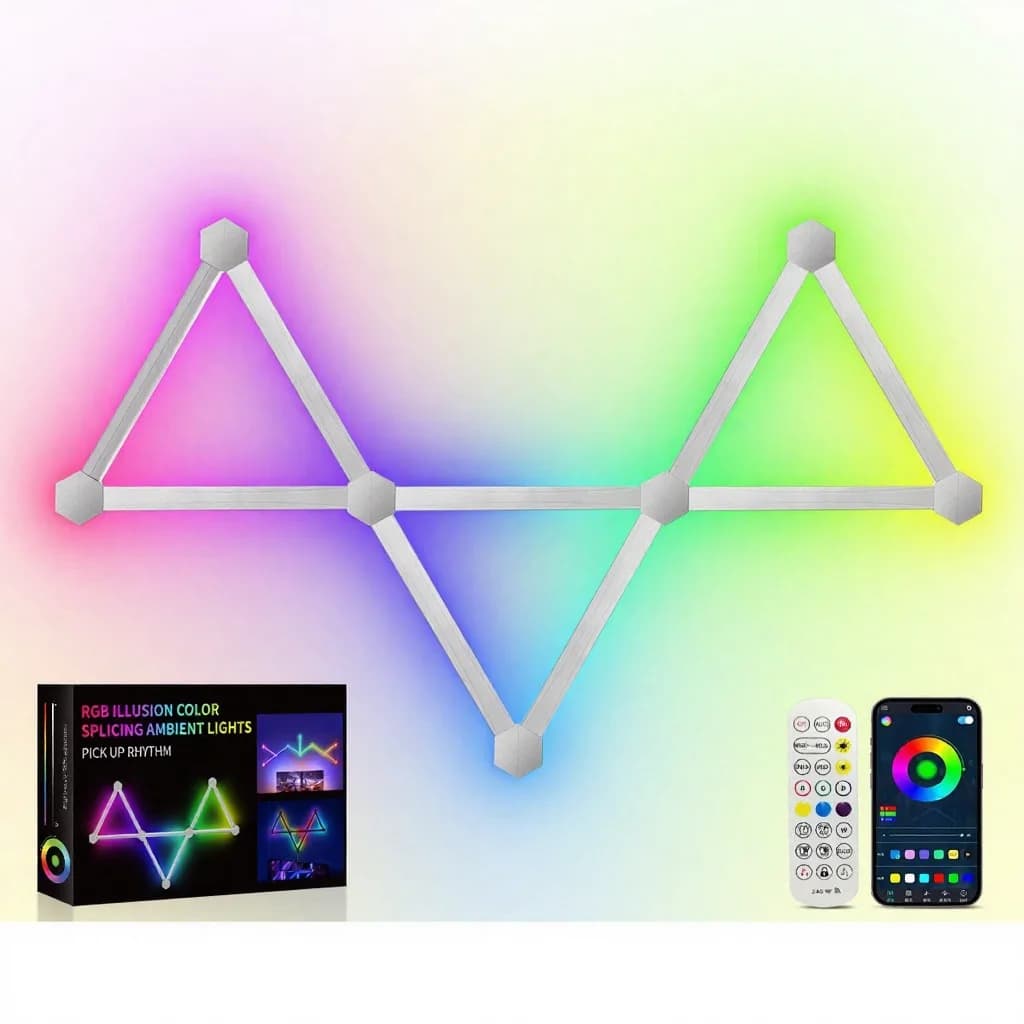 RGB viedie savienojamie LED sienas gaismekļi ar lietotnes vadību un mūzikas sinhronizāciju