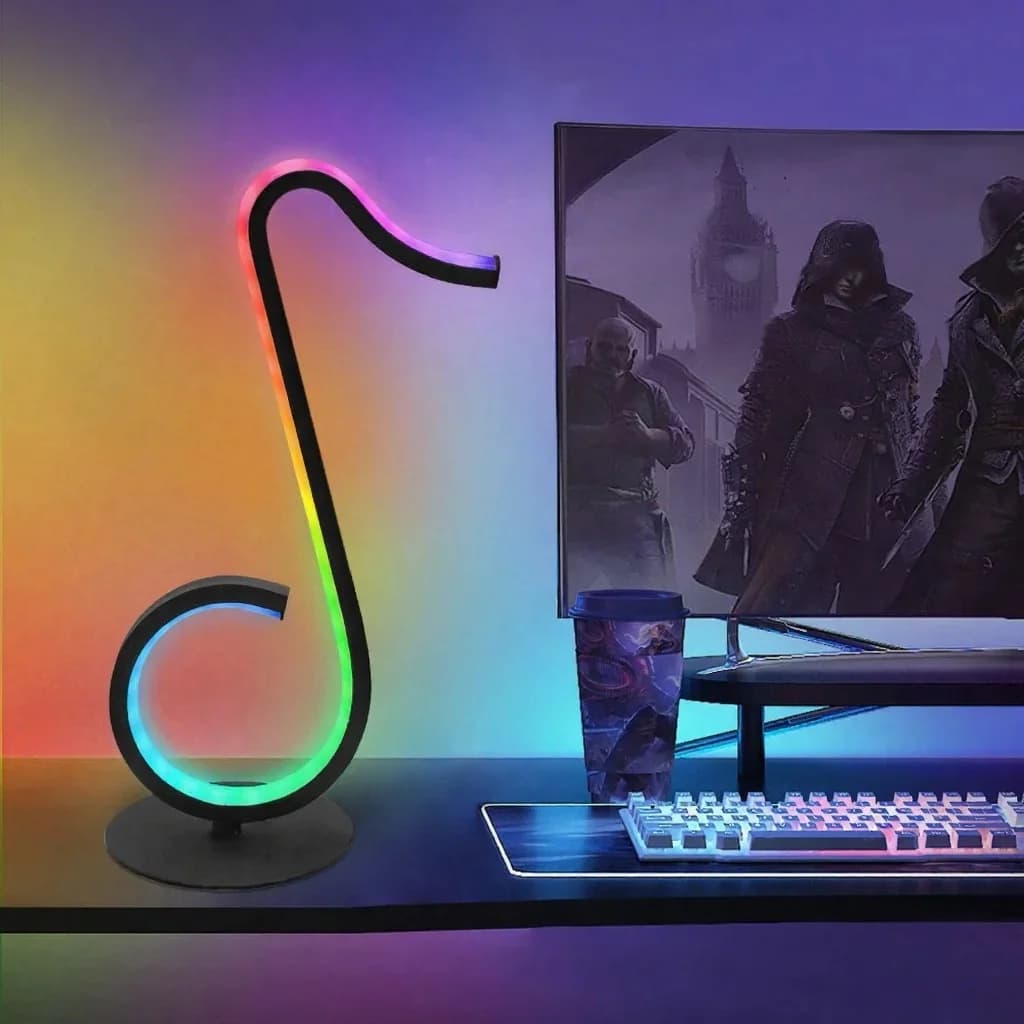 RGB atmosfēras lampa mūzikas nots formā ar tālvadību, USB