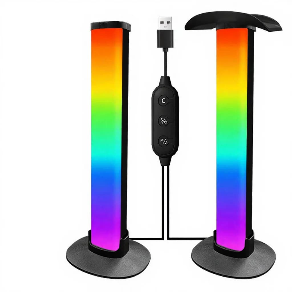 RGB spēļu atmosfēras lampa ar austiņu statīvu un skaņas sinhronizāciju