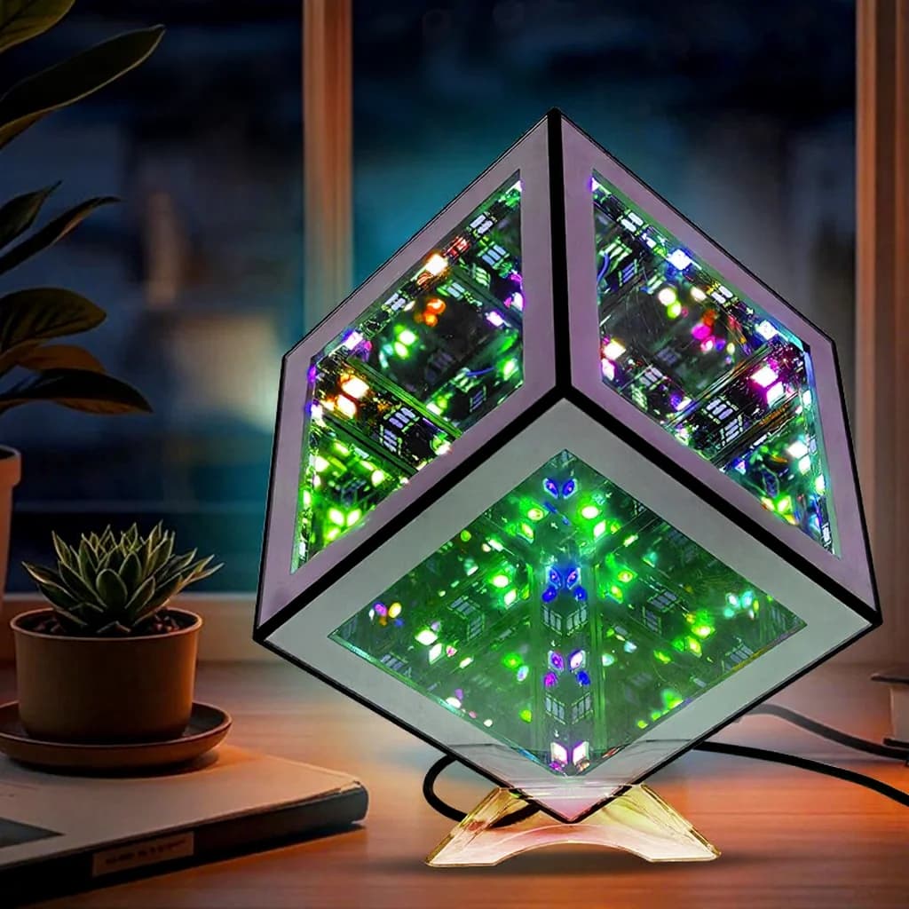 3D bezgalības kuba lampa RGB apkārtējais apgaismojums ar skaņas reakcijas režīmu