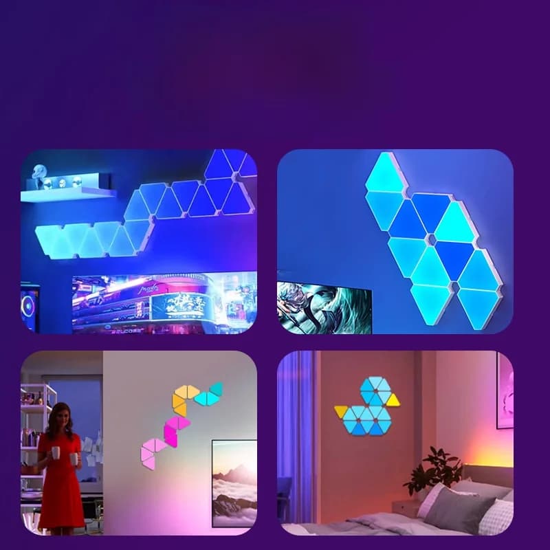 Viedais trīsstūra LED sienas gaismekļu komplekts RGB ambientajam gaming dekoram