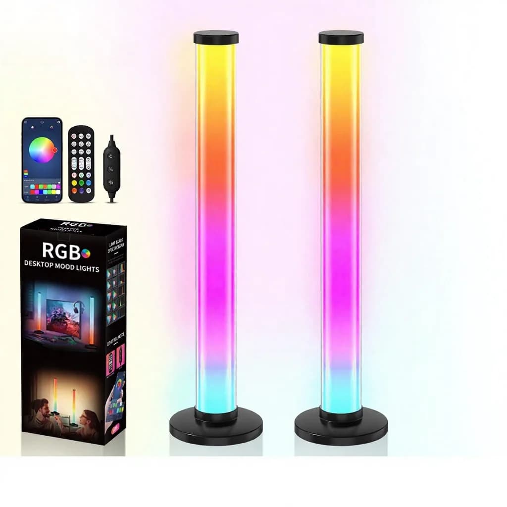 360 grādu RGB skaņai reaģējoša galda lampa ar lietotnes un tālvadības pults vadību
