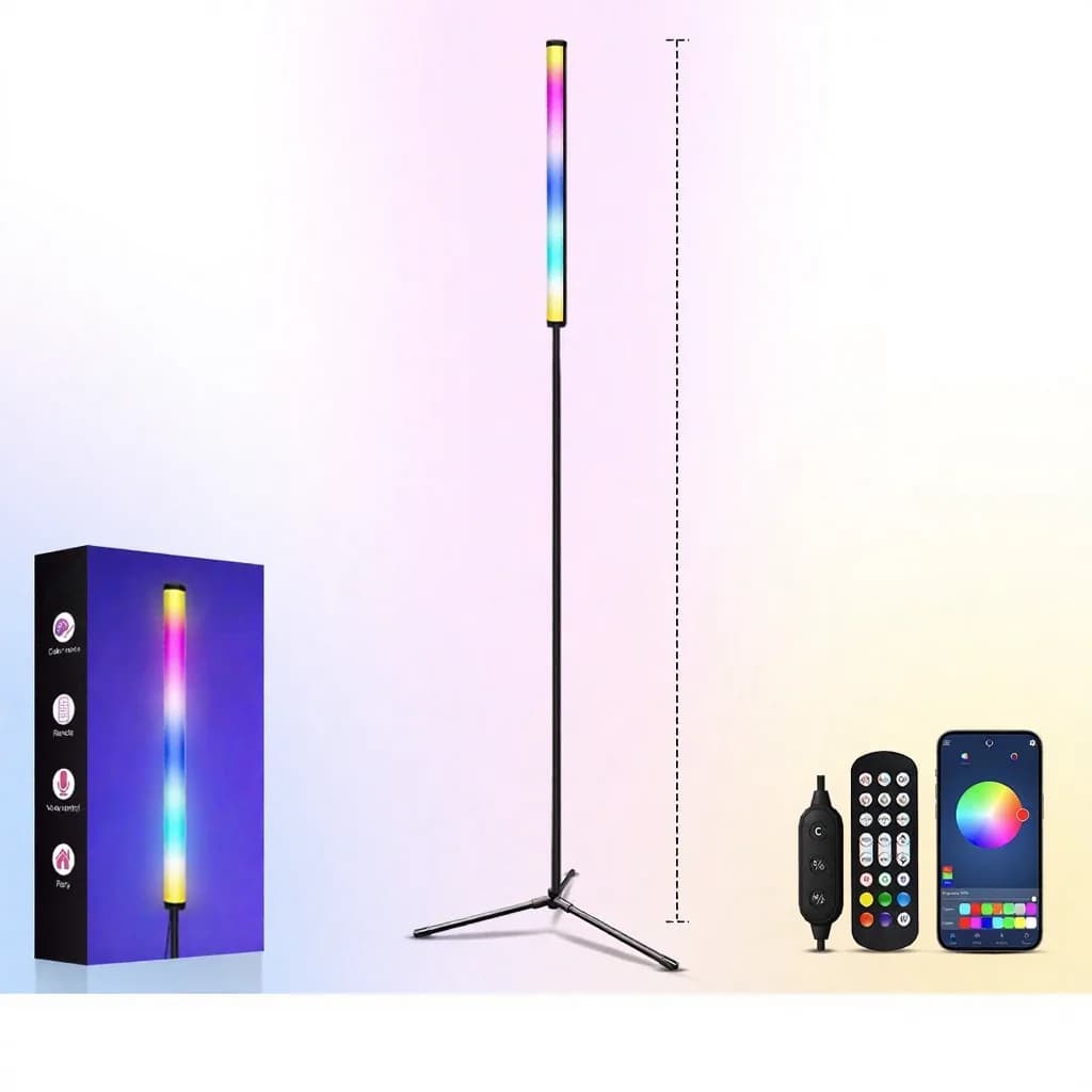 RGB krāsu maiņas grīdas lampa ar mūzikas sinhronizāciju un lietotnes vadību