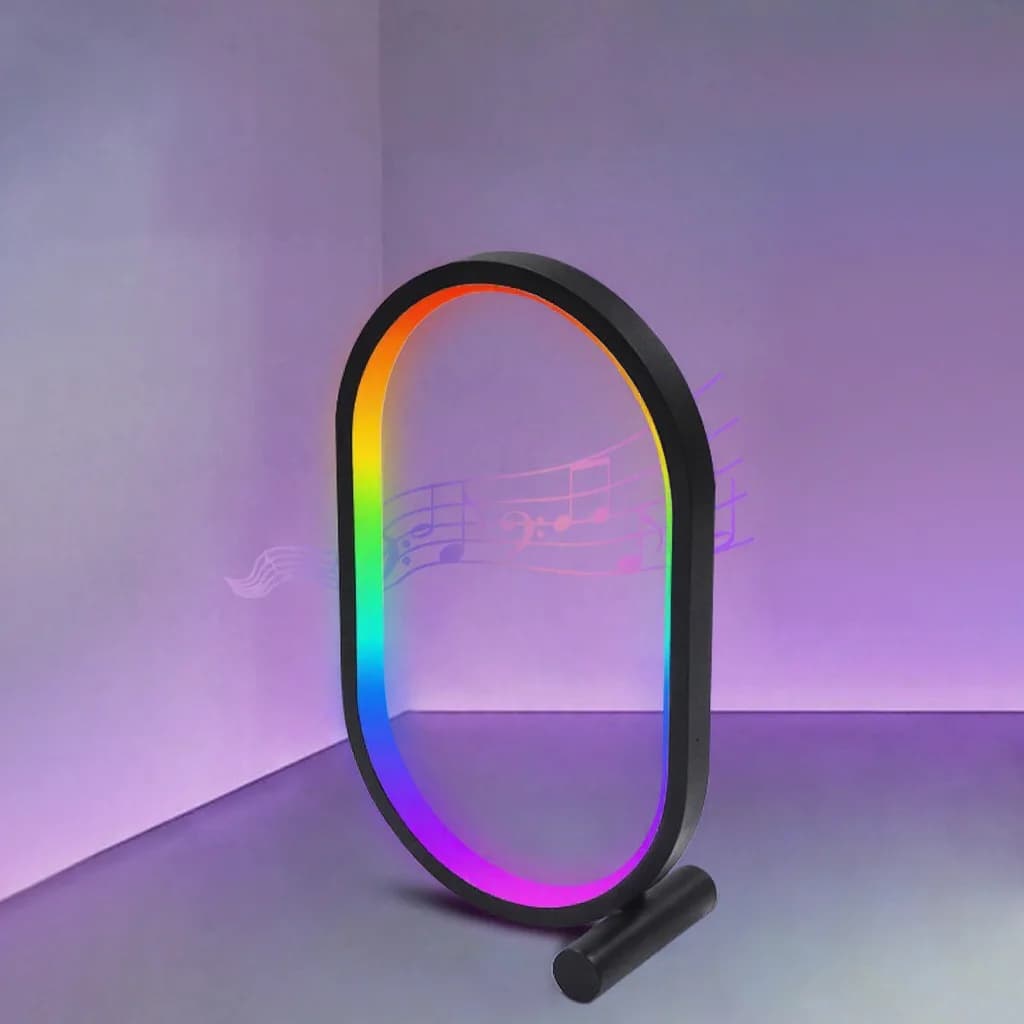 RGB galda lampa ar mūzikas sinhronizāciju, lietotnes vadību un skaņas reakciju
