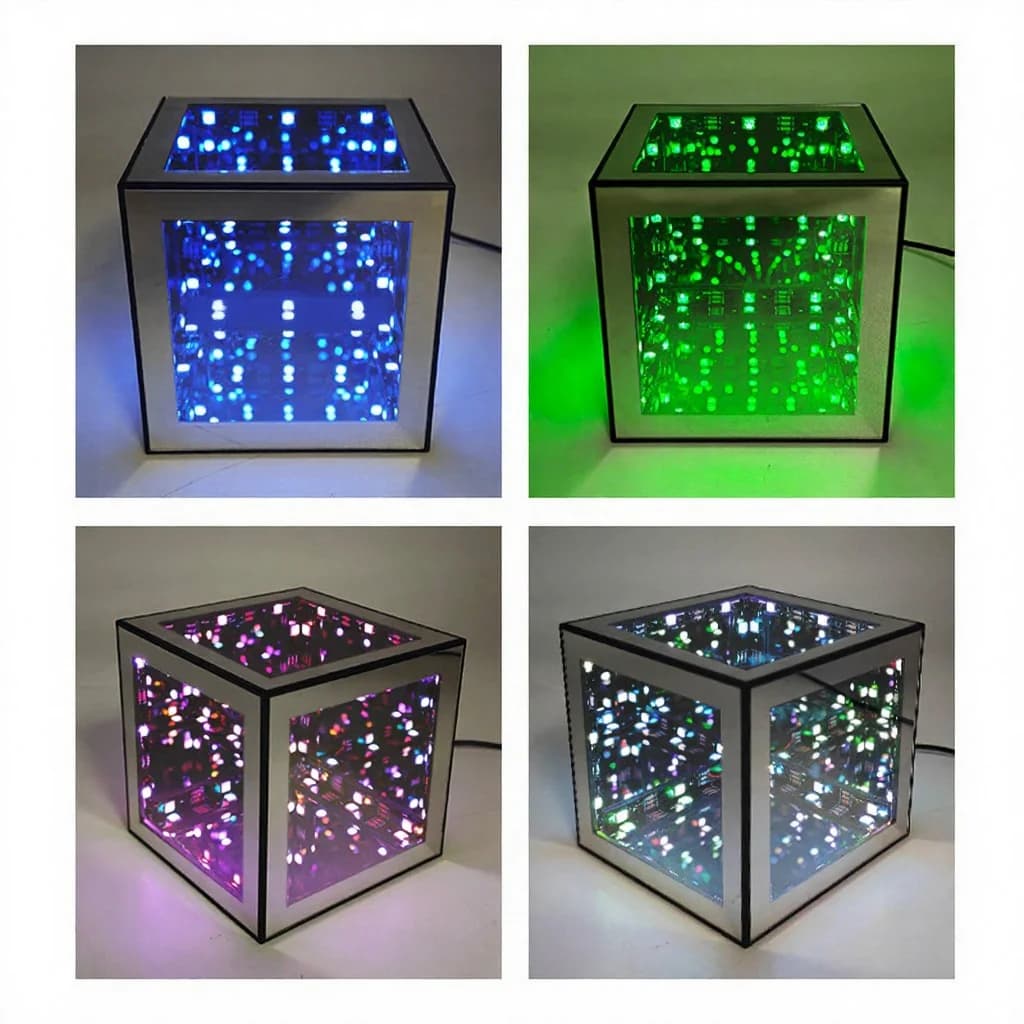 3D bezgalības kuba lampa RGB apkārtējais apgaismojums ar skaņas reakcijas režīmu