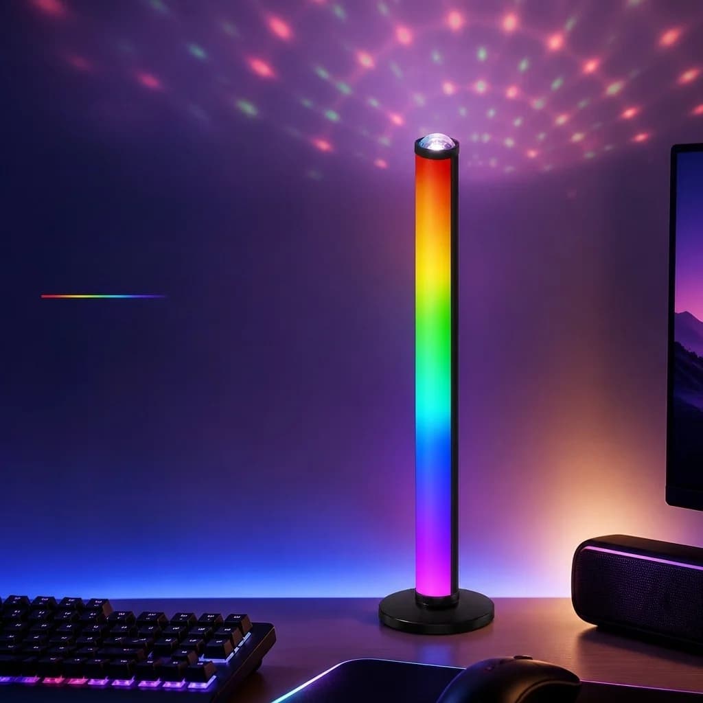 RGB projekcijas atmosfēras lampa ar mūzikas sinhronizāciju un tālvadības pulti