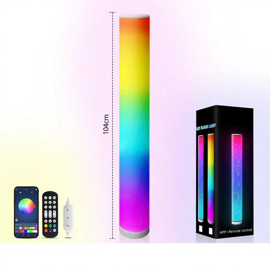 RGB cilindrs grīdas lampa ar mūzikas sinhronizāciju un tālvadības pulti