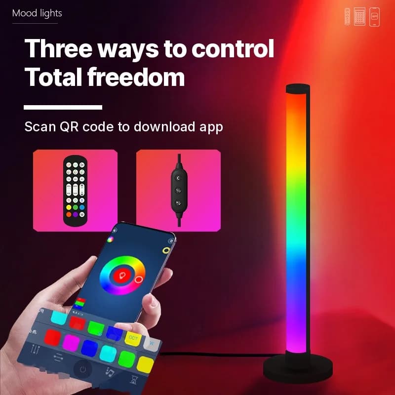 RGB LED galda lampa ar skaņas reakciju un aplikācijas vadību