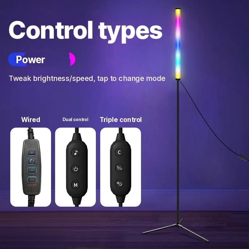 RGB krāsu maiņas grīdas lampa ar mūzikas sinhronizāciju un lietotnes vadību