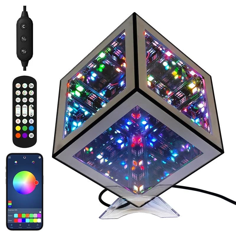 3D bezgalības kuba lampa RGB apkārtējais apgaismojums ar skaņas reakcijas režīmu