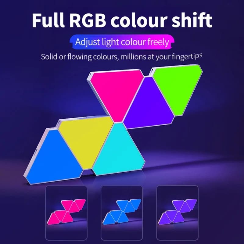 Viedais trīsstūra LED sienas gaismekļu komplekts RGB ambientajam gaming dekoram