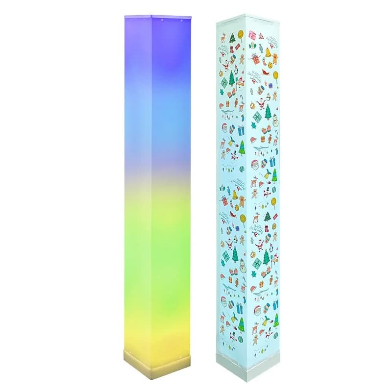 Kvadrātveida grīdas lampa ar tālvadības pulti, LED ambientā gaisma viesistabai