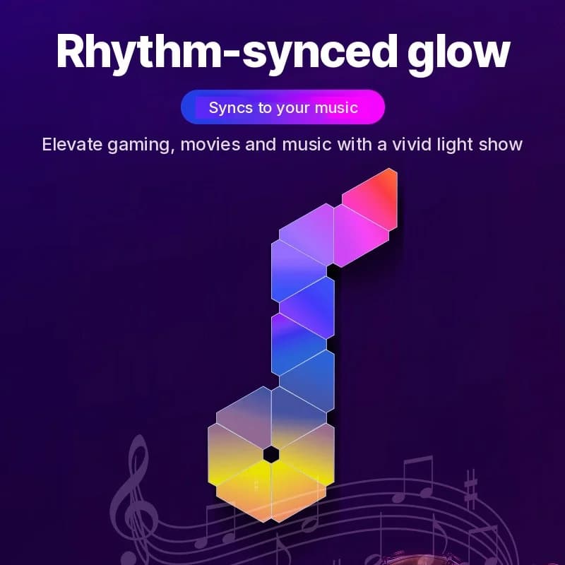 Viedais trīsstūra LED sienas gaismekļu komplekts RGB ambientajam gaming dekoram