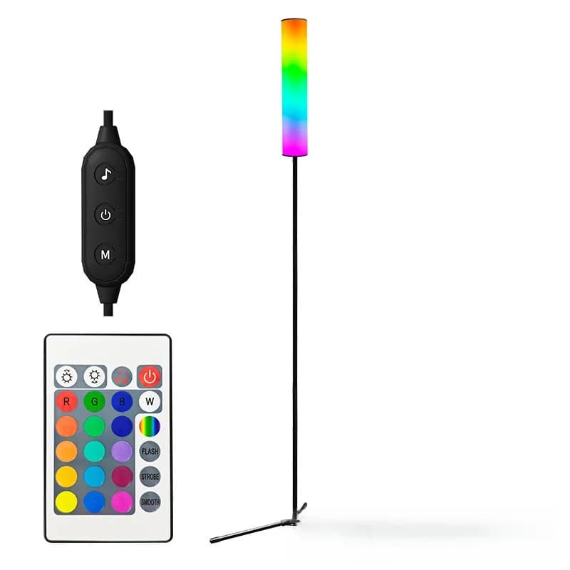 RGB LED statīva grīdas lampa ar tālvadības pulti guļamistabai un viesistabai