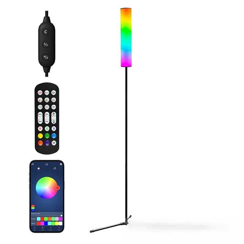 Regulējama augstuma LED grīdas lampa ar statīvu un trīs krāsu režīmiem