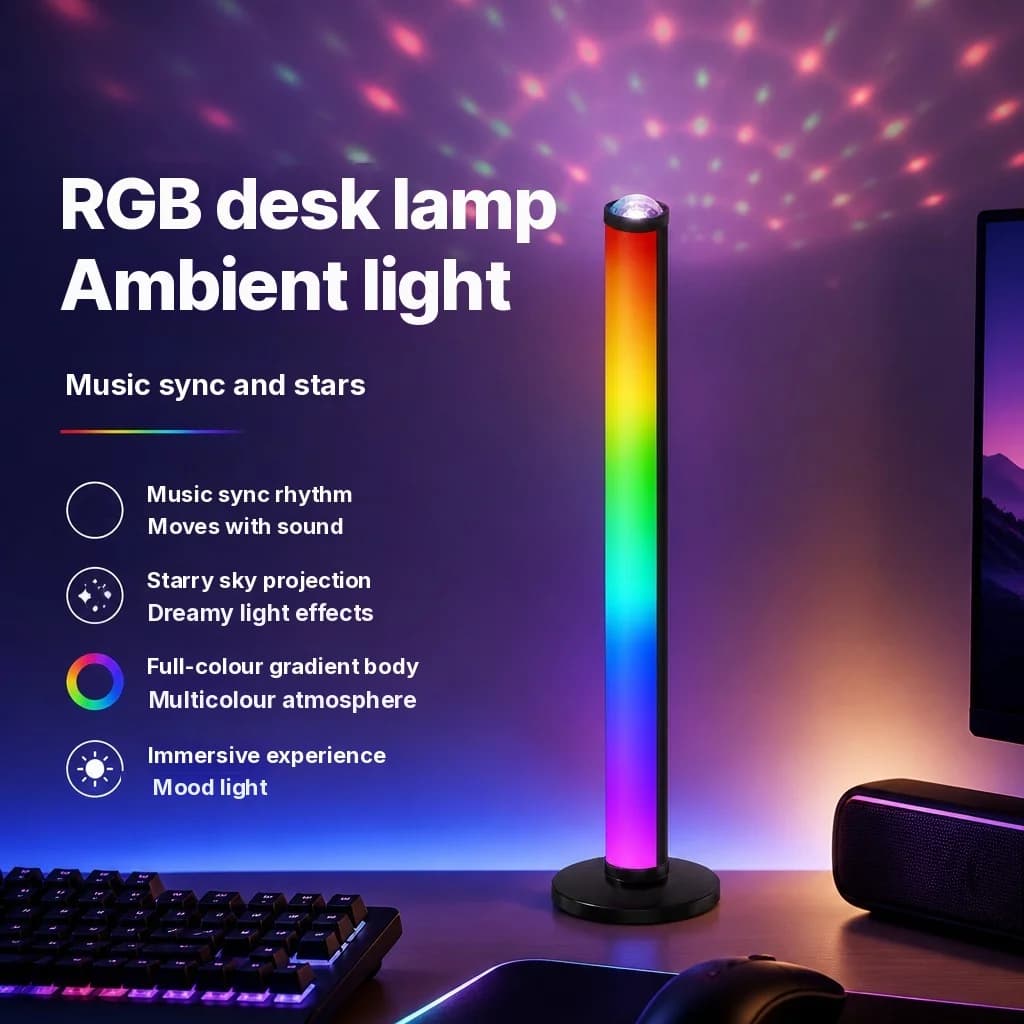 RGB projekcijas atmosfēras lampa ar mūzikas sinhronizāciju un tālvadības pulti