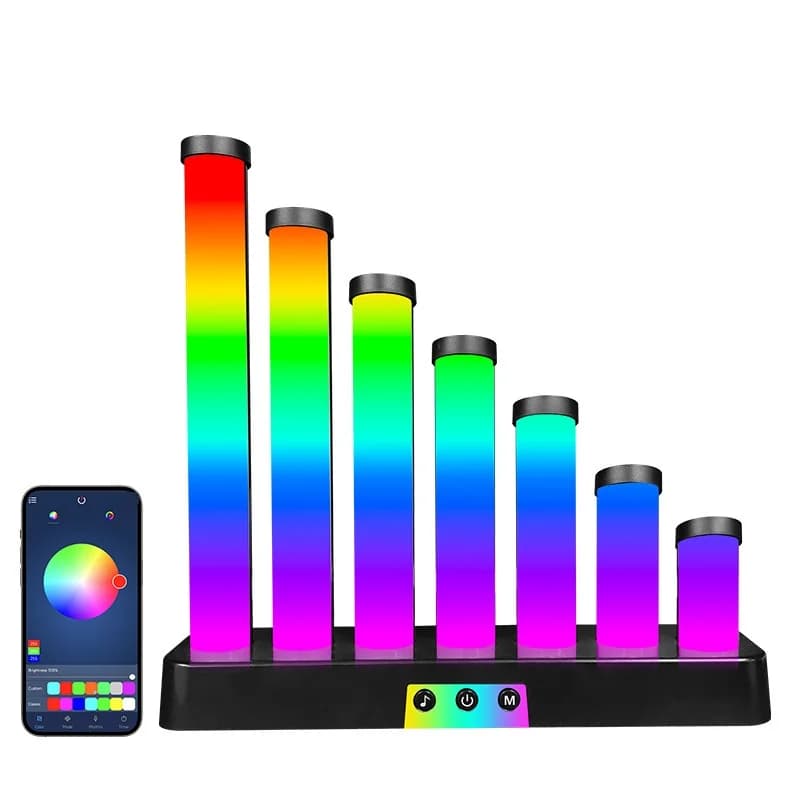RGB LED galda lampa ar skaņas reakciju un lietotnes vadību